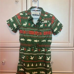 Magellan Outdoors Green & Red Holiday Polo Dress for Kids